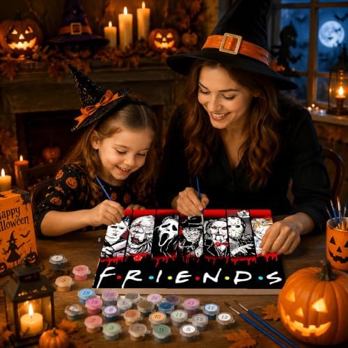 Horror Paint by Numbers Kit for Adults Beginner with Framed 10x12 Inch