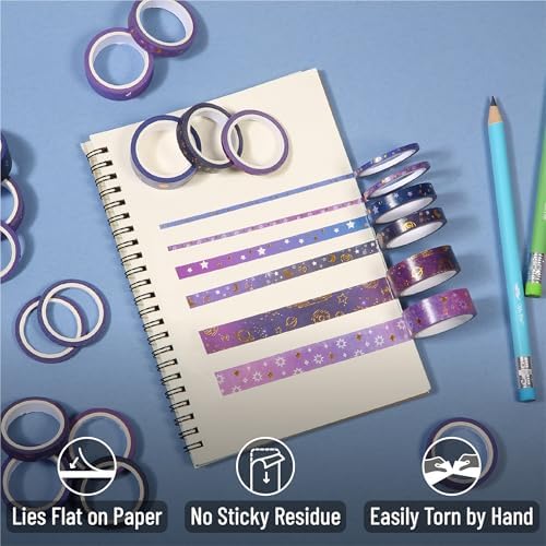 Mr. Pen- Washi Tape Set, 21 Rolls, Assorted Sizes, 5.5 Yards/Roll | Washi Tape for Scrapbook, Arts, Crafts, Journals and Planners, Outer Space Design