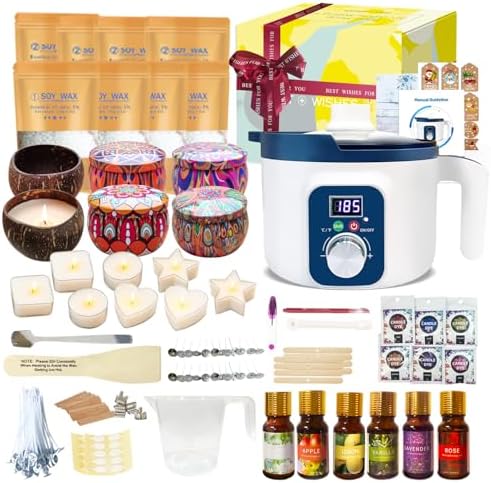 Handnatur Digital Candle Making Kit for Adults with Wax Melting Pot