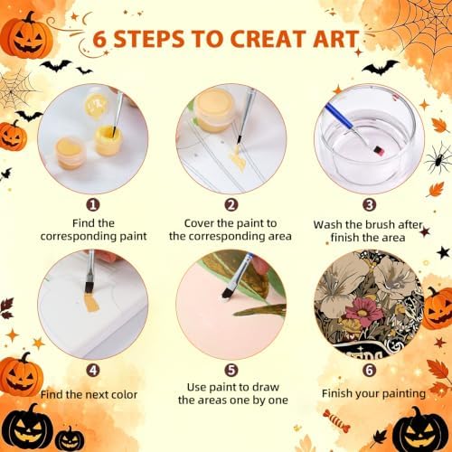 Halloween Paint by Numbers Kit for Adults Skull Paint by Numbers for Adult