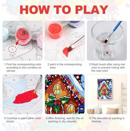 SENQAO Christmas Paint by Numbers for Adults Beginners Framed, Candy House Adults' Paint-by-Number Kits, Adult Paint by Number Kits on Canvas, Acrylic Number Painting for Home Decor, 8x12inch
