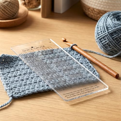 Quick Gauge Ruler for Knitting and Crochet - No Counting Needed, Effortless Stitch Measurement Tool with Grid Design for Sewing, Knitting & Crochet (1 Piece)