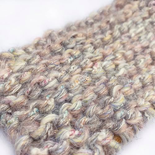 Artisanal Yarn Collection Multifiber Multicolored Fancy Yarn with Subtle Shimmering Threads for Knitting Crocheting Crafts DIY, Set of 3 Rolls (Gray Pink)