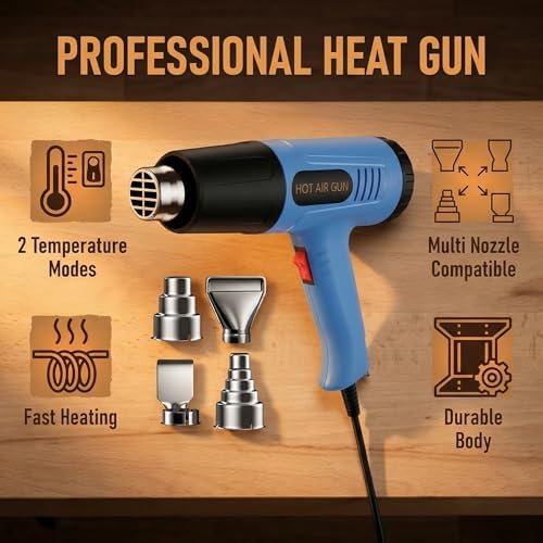 Heat Gun 900W, Dual Temp 572°F/1112°F Hot Air Gun with 4 Nozzles for DIY
