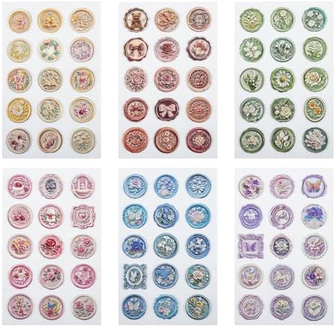 90PCS Pre-Made Envelope Seal Stickers, Classic Vintage Theme Waterproof Self-Adhesive Stickers for Wedding Invitations, Birthday Gift Wrapping, Scrapbook & Journal Decoration (90PCS Classic Vintage)