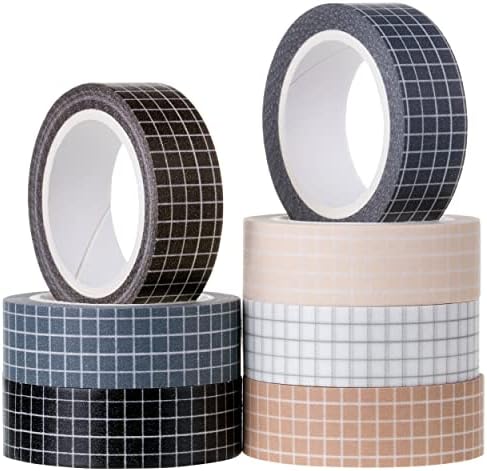 Mr. Pen- Washi Tape Set, 0.6", 7 Rolls, 9 Yards/Roll | Washi Tape for Scrapbook, Arts, Crafts, Journals and Planners, Grid
