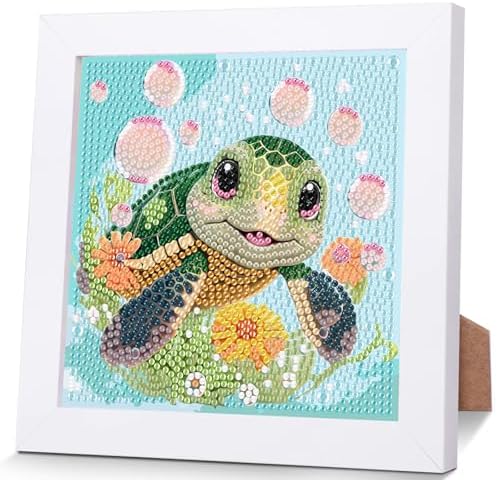 Sea Turtle Diamond Art Painting Kits for Kids with Frame Ages 6-9 (7x7 in)