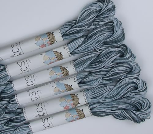 KCS Big skeins of 25 Meters Size 25 Color Variegated Cross Stitch Stranded Threads,6 skeins,53