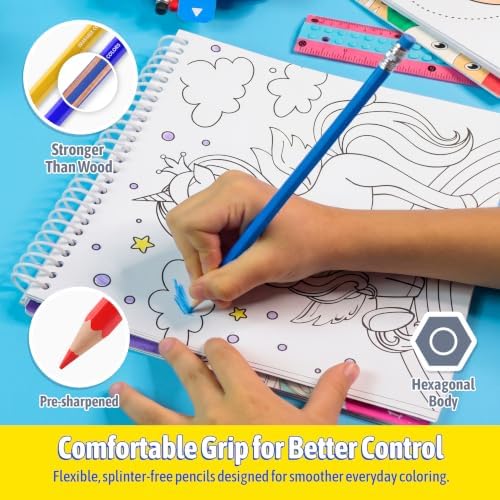 Pointer Erasable Colored Hexagonal Shape Pencils for School Art - 24Pack