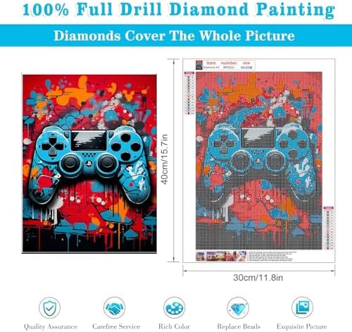 VeGuude Graffiti Gaming Controller Diamond Art Kits for Adults (12x16 Inch)