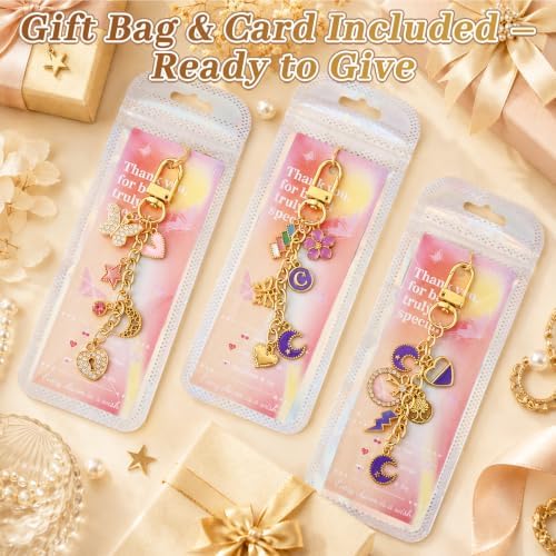 Wurosi 20 Pcs Metal Keychain Making Kit, Bag Charm Chains,Gold