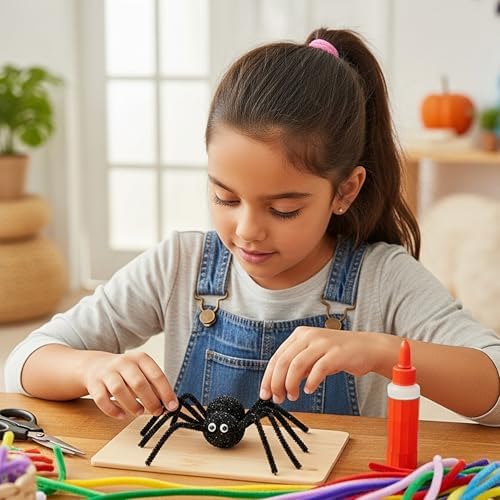 Caydo 200 Pieces Glitter Black Pipe Cleaners