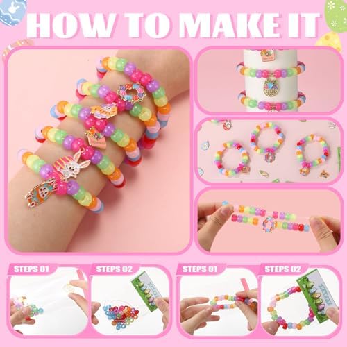 Soulchen 30 Sets Easter Bracelet Craft Kit Beads for Jewelry Making DIY