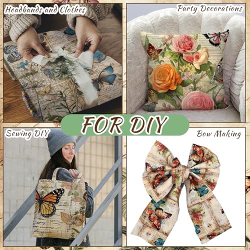 HunnmingRe 20 Pcs 10''x10'' Vintage Butterflies Quilting Fabric Squares