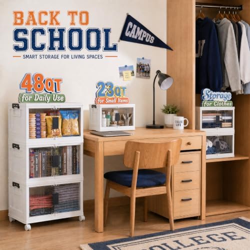 OlarHike 23QT Storage Bins with Lids for Closet, Office, Dorm, 3 Pack