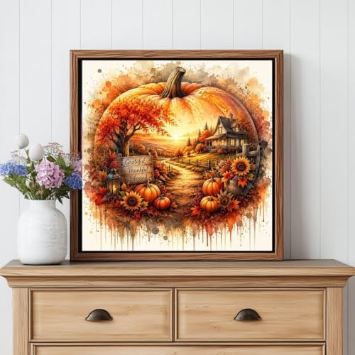 CRZMODE Autumn Paint by Numbers Kit for Adults, Pumpkin, 16x16 inch