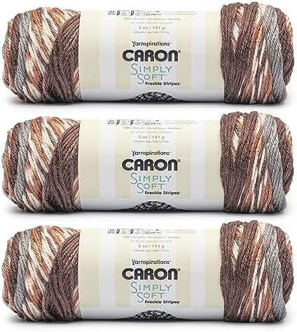 Caron Simply Soft Freckle Acrylic Yarn for Crocheting Soft, Sienna, 3-Pack