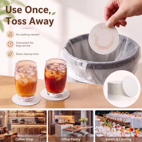 TaoBary 600 Pcs Round Cardboard Coasters Bulk, 4 Inch 1mm Thick,White