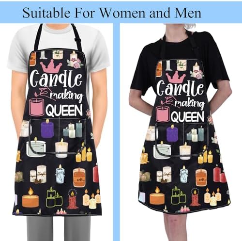 FUSTMW Candle Making Apron Candle Making Queen Gifts for Candle Makers DIY Kitchen Baking Chef Grill Apron with Pockets