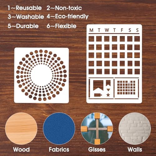 16 Pcs Journal Stencils Bullet Dotted Journals Supplies Planner Stencil Drawing Templates Accessories Kit for Create Calendars Schedule Journaling DIY Notebook Cards Scrapbook Decorations
