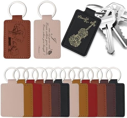15 Pcs PU Leather Keychain, 6 Color Leather Key Fob Keychain Blanks | Rectangular PU Laser Engraving Blanks Leather Key Fob, Keychains for DIY Engraving Key Chain Making Crafts