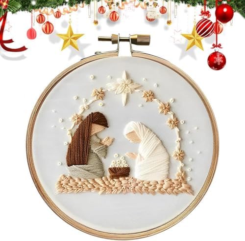 Nativity Scene Embroidery Kit, Christmas Cross Stitch Kits for Beginners