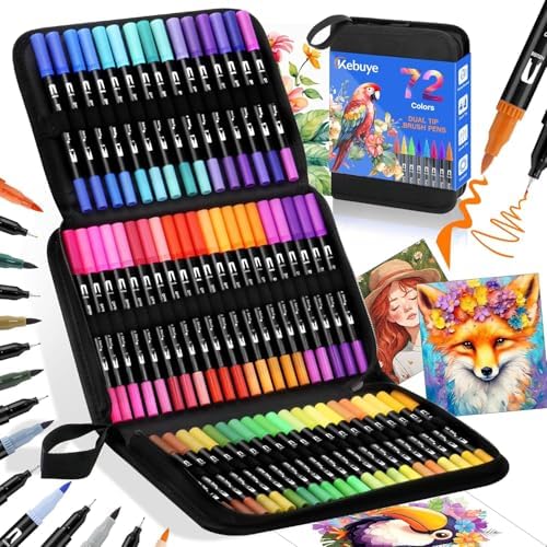 Coloring Markers Dual Brush Tip, 72 Colors Watercolor Fine Point Art Marker | Double Sided Colored Pen for Adult Kids Artist Drawing Painting Calligraphy Journaling Lettering - Perfect School Supply