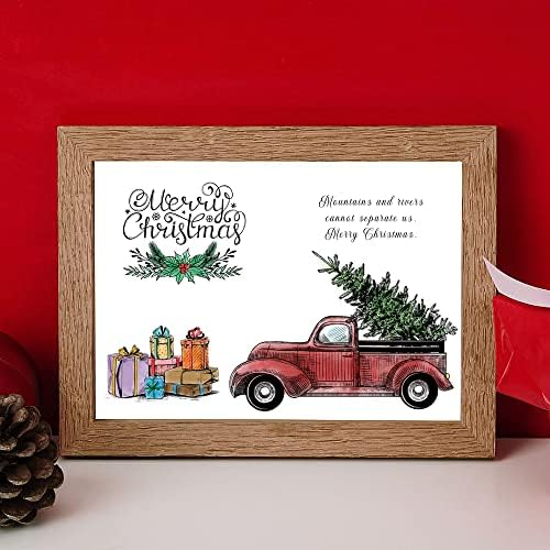 Christmas Tree Truck Clear Stamps for Card Making and Photo Album Decorations, Christmas Greeting Words Silicone Stamps Elk Deer Gift Transparent Rubber Stamps Seal for DIY Scrapbooking