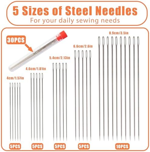 42 Pcs Sewing Tool Set, Big Eye Steel Sewing Needle Kit, Includes Needles, Threader, Ripper, Tape Measure & More, Complete Hand Sewing Set for Beginners, Craft Enthusiasts & Daily Use