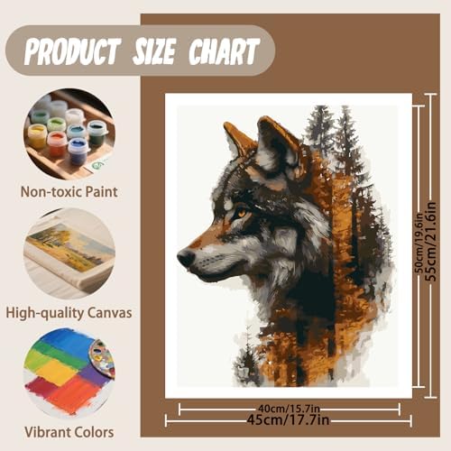 XTCIXAL Paint by Numbers Kit for Adults, Wolf - 16X20 Inch