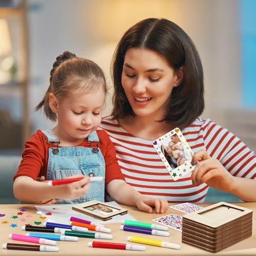 Yalikop 20 Pack Mini Picture Frame Craft Wooden Magnetic Photo Frame Curved