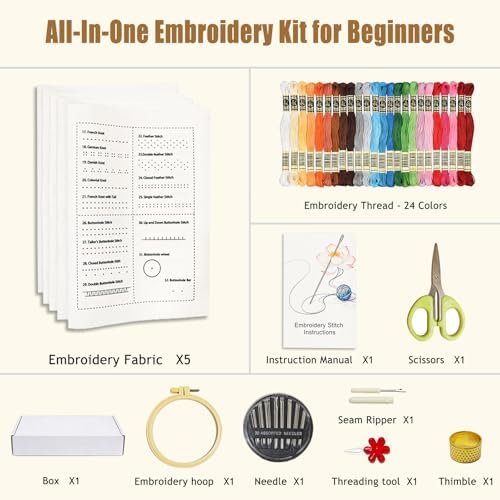 Embroidery Kit for Beginners Adults 87 Stitches Stitch Book