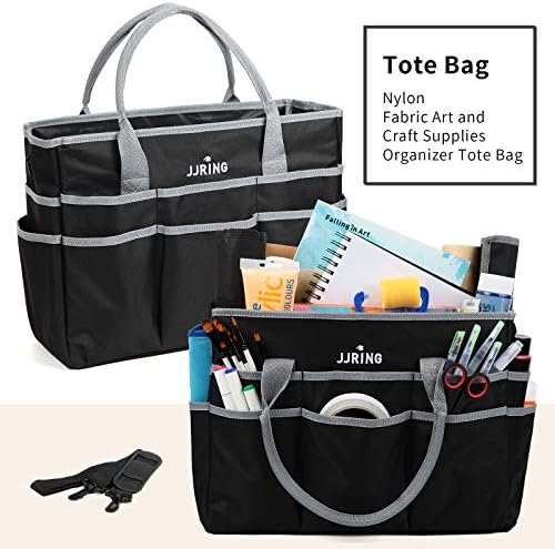 JJRING Large 600D Nylon Artist Organizer Tote Bag With 16 Pockets, Silver