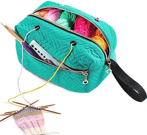 MYBAGZING Small Crochet Bag Organizer - Knitting Bag - Yarn Storage Organizer - Yarn Bag for Crocheting - Yarn Holder for Crochet Accessories, Knitting Needles, Crochet Hooks, Knitting Gifts