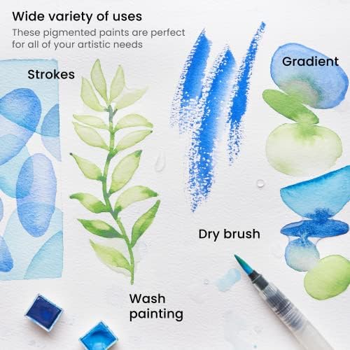 ARTEZA Watercolor Paint Set, 12 Ocean Colors, Half Pans in Travel Tin