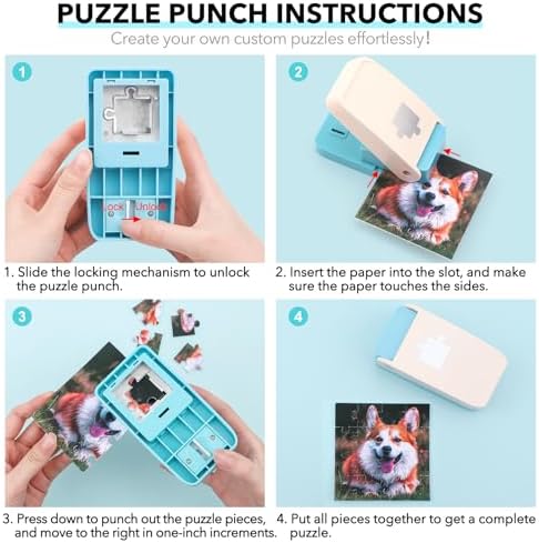 Puzzle Punch, 1 x 1 inch Mini Puzzle Maker, Portable Puzzles Pieces Puching Machine, DIY Jigsaw Puzzles Piece Cutter for Personalized JigsawPuzzle Custom PhotoPuzzle CustomizedPuzzle Making Tool