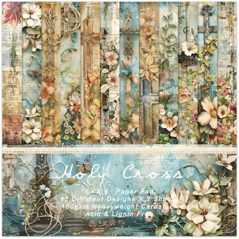 24 Sheets Vintage Flowers Scrapbook Paper Pad, 6 x 6 In Floral Patterned Designed Decorative Decoupage Cardstock Supplies for Card Making Folded Material Gift Wrapping Journals DIY Crafts Photo Album