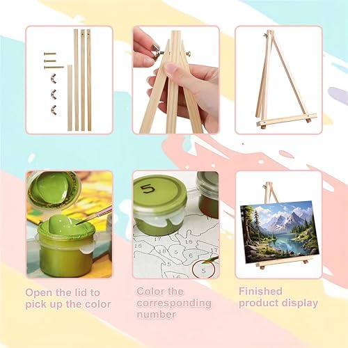 Landscape Paint by Numbers for Adults with Framed Canvas - Wooden Easel