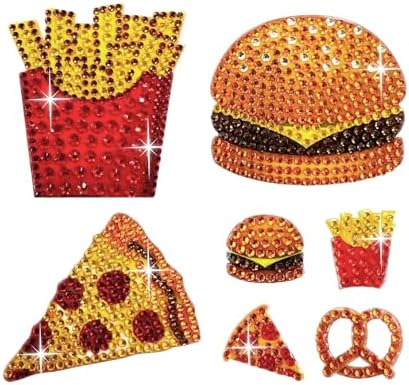 StickerBeans® Rhinestone Stickers - Foodie Sticker Pack, 2” x 2” Each, Unique Sparkly Cut-to-Shape for Collecting, Trading, Decorating Laptops, Phone Cases, Scrapbooks - for Kids, Teens, & Adults