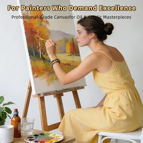 2-Pack 24x36 Stretched Canvas 13.4oz Warp-Resistant for Oil & Acrylic | (380gsm) triple gesso primed, warp-resistant, large pre-stretched canvas for gallery-quality art