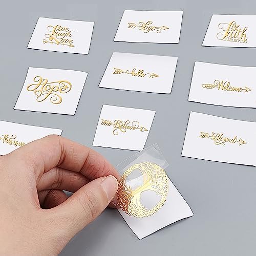 OLYCRAFT 9pcs 1.6x1.6 inch Word Arrows Sticker Blessing Arrow Self Adhesive Gold Stickers Inspirational Word Metal Gold Stickers for Scrapbooks DIY Resin Crafts Phone & Water Bottle Decoration
