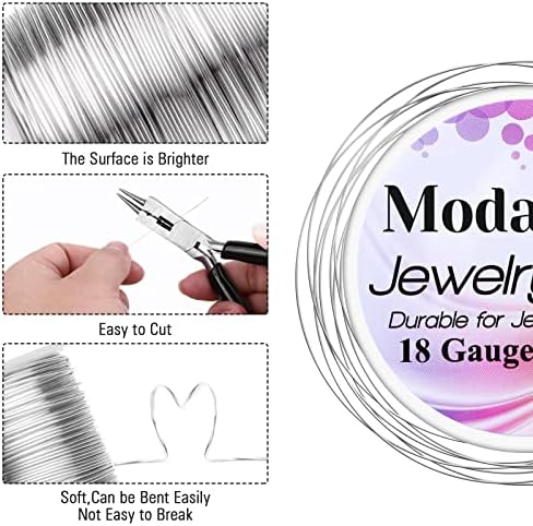 Modacraft 18 Gauge Silver Jewelry Wire & 4-in-1 Pliers Kit - 65FT Anti-Tarnish Craft Wire (1mm) for Wire Wrapping, DIY Jewelry, Christmas Ornaments & Holiday Decor