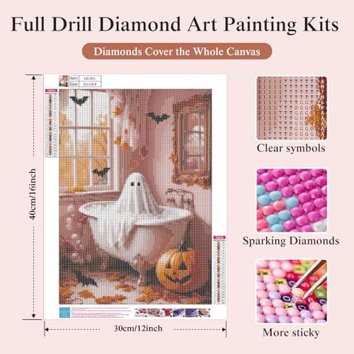 CSZPPQAF Halloween Diamond Painting Kits for Adults,Ghost Diamond Art