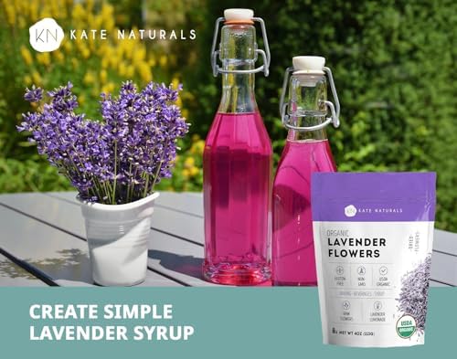 Kate Naturals Dried Lavender Flowers for Tea, Syrup, Lemonade (4oz)
