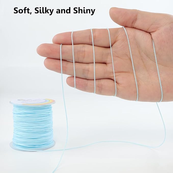 LUSTEMBER 0.8mm Nylon String, Strong Bracelet String, Durable Nylon Cord for Jewelry Making, Bracelets, Beading, Necklaces, Rattail Braiding, Kumihimo, Wind Chimes, Blinds and Handicrafts