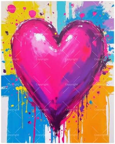 TAOPAOLAB Abstract Paint by Numbers Kit for Adults - DIY Colorful Heart Art Painting on Canvas 8x12In, Framed Acrylic Paint Set, Suitable for Beginners, Art for Home Decoration or Gifts