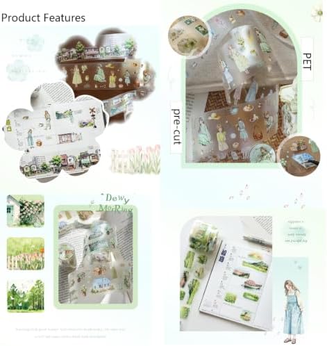 PET Tape Stickers for Scrapbooking Supplies, Girls Stickers for Journaling