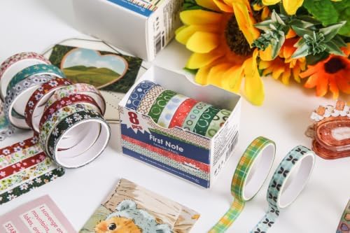 YUBBAEX 8 Rolls Basic Washi Tape Set Cute Pattern Masking Decorative Tapes for Arts, DIY Crafts, Journals, Planners, Scrapbooking, Wrapping (Travel Label)