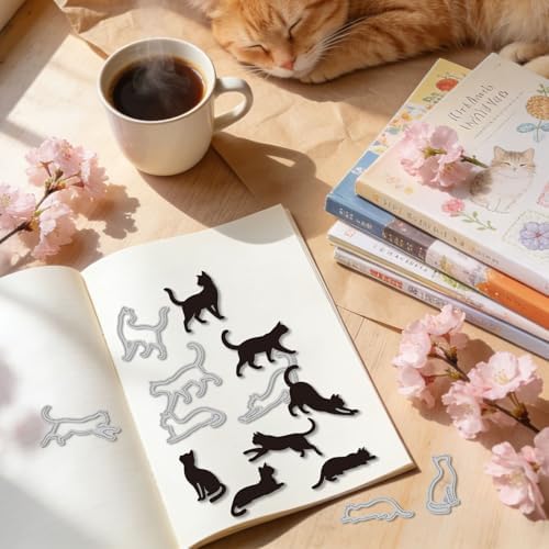 EVERJOYCRAFT 4 Pack 35 Styles Cute Cat Metal Cutting Dies Cuts for Card Making Kitten Carbon Steel Die Cuts Stencils for DIY Scrapbooking Photo Album Decoration Embossing Paper Cards Crafting Supplies