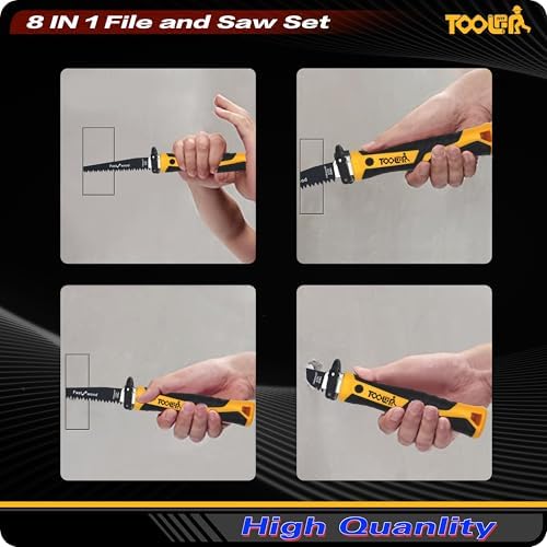 TOOLAN: File Set, File & Saw Set. metal file,metal files tools for steel,Professional Steel File Triangle/Flat/Half-Round/Round Files for MetalWoodPlastic,Woodworking, Blade Quick Change Mechanism